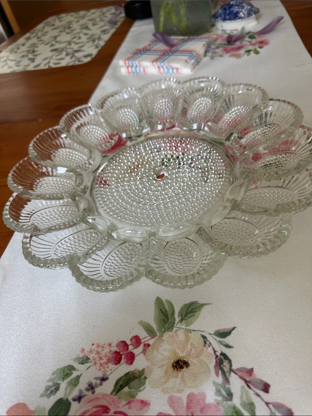 Pressed Glass Deviled Egg & Serving Platter.
